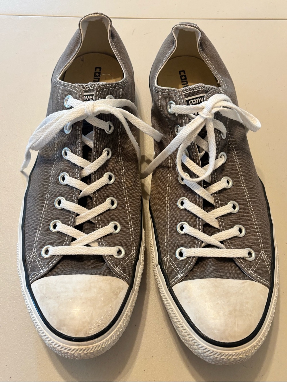 Converse Low Top Canvas Sneakers in Gray with White Accents 17